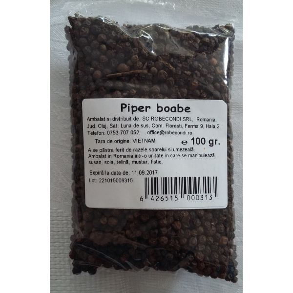 piper negru boabe ambalaj 100 grame